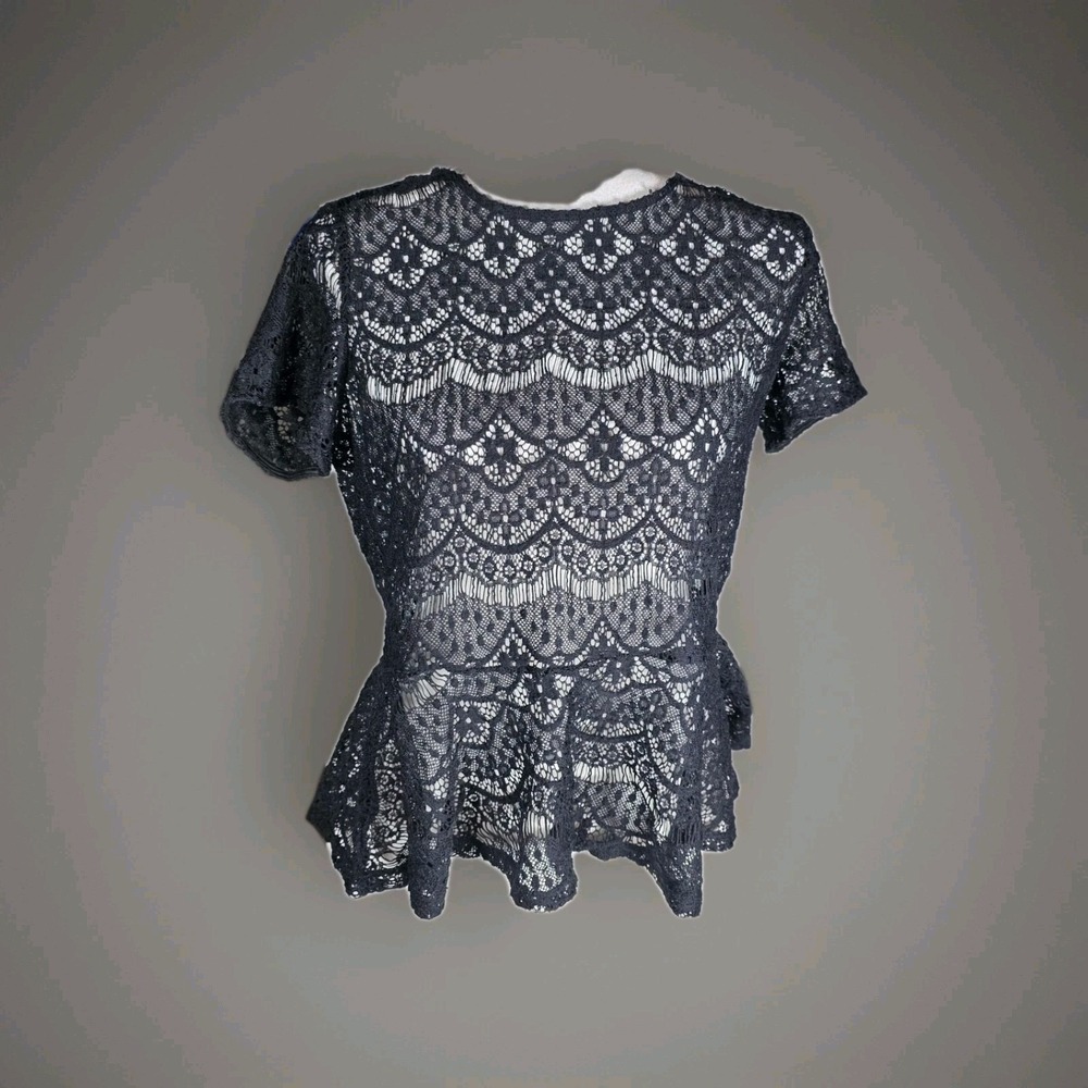 Forever‎ 21 Plus Size Black Lace Peplum Top Size XL